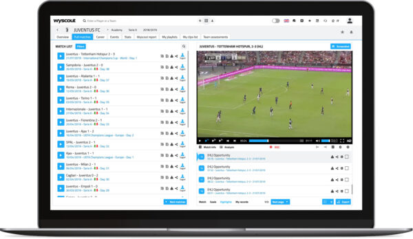 Screenshot of Wyscout interface on a laptop